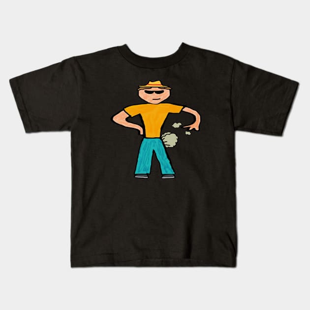 Farting Man Kids T-Shirt by Mark Ewbie